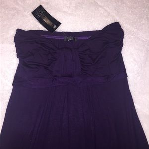 Dark purple strapless maxi dress